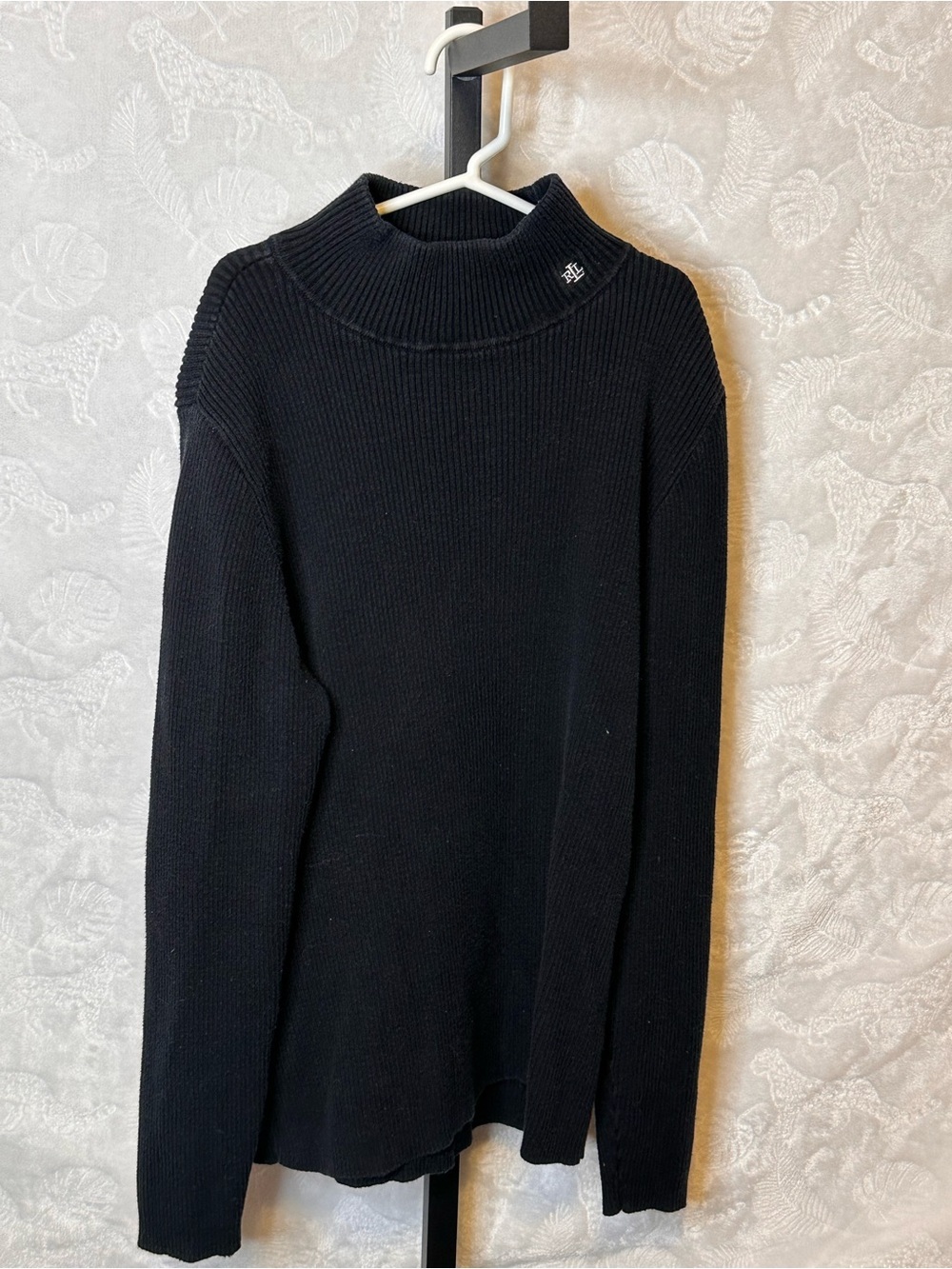 Ralph Lauren Black Ribbed Knit Turtleneck Sweater